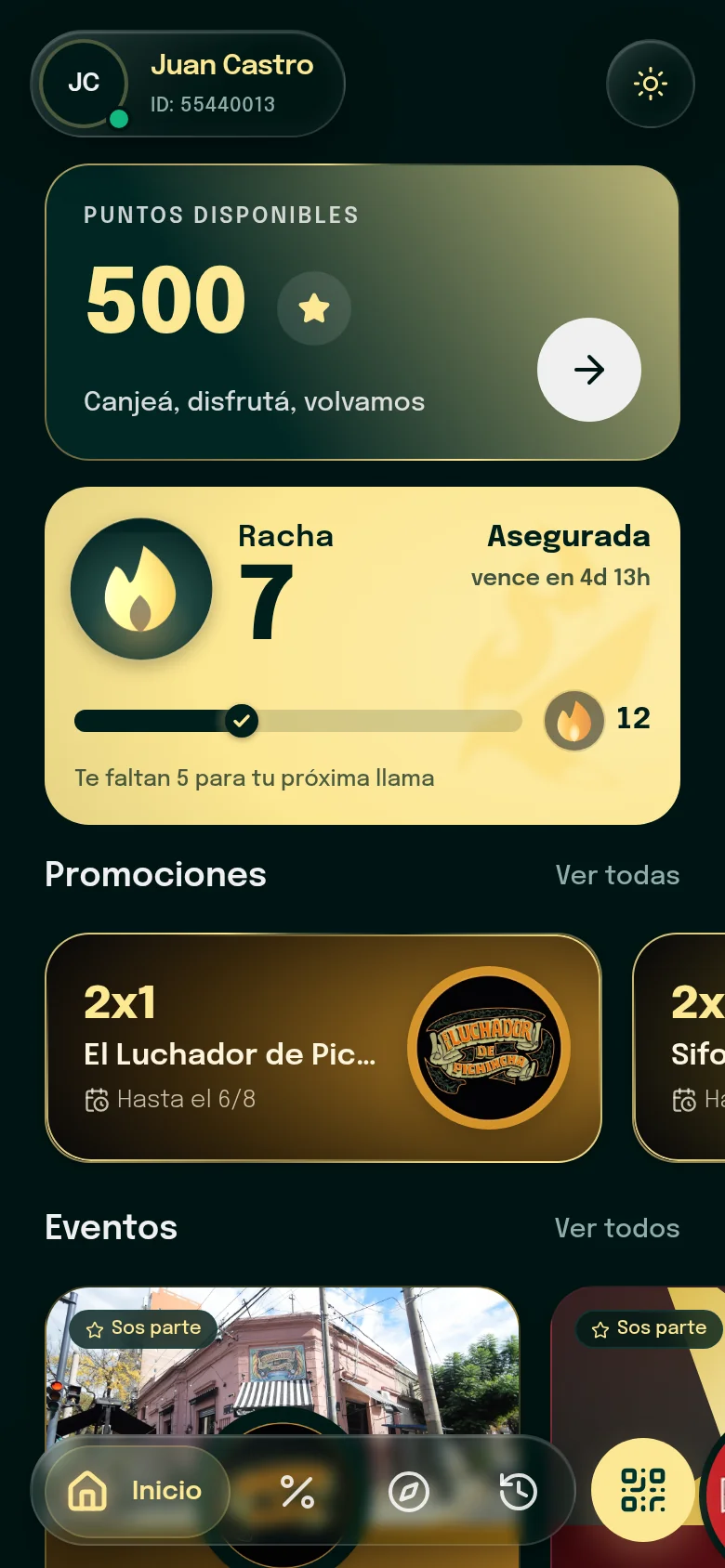 Pantalla de Volver se siente visible en la app de Korvo