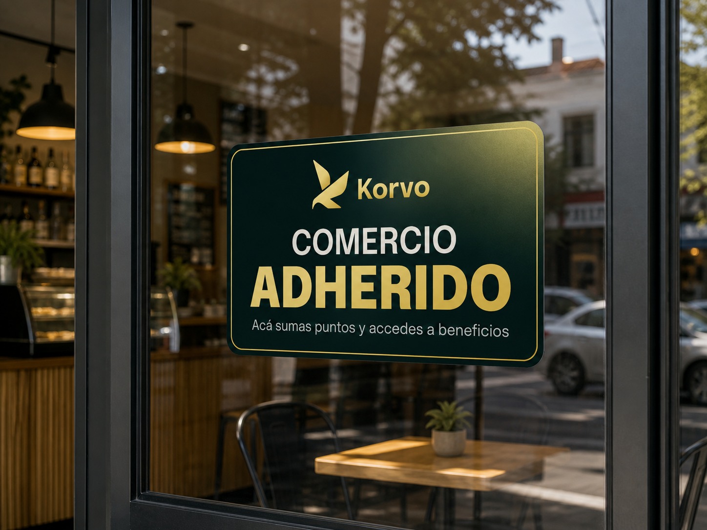 Sticker Korvo para el mostrador